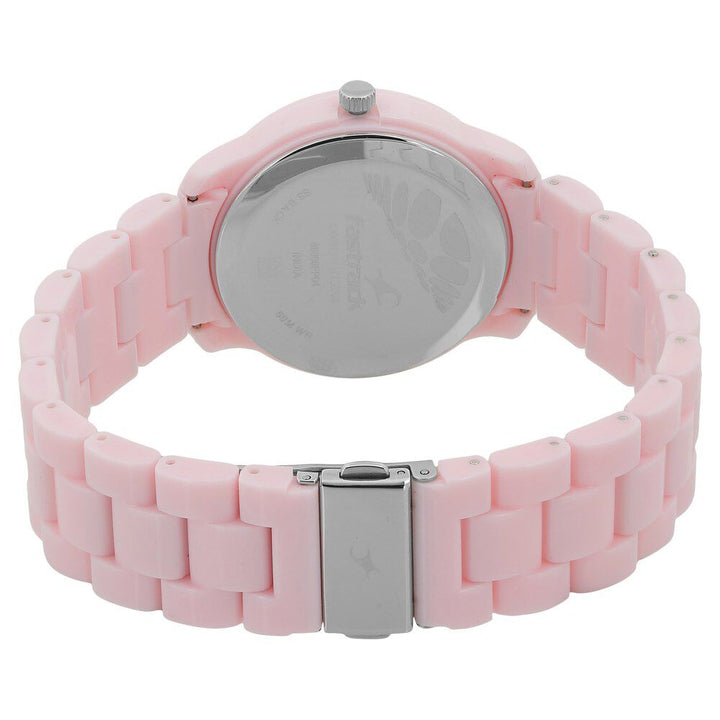 Fastrack Trendies Quartz Analog Pink Dial Plastic Strap Watch for Girls NS68006PP04