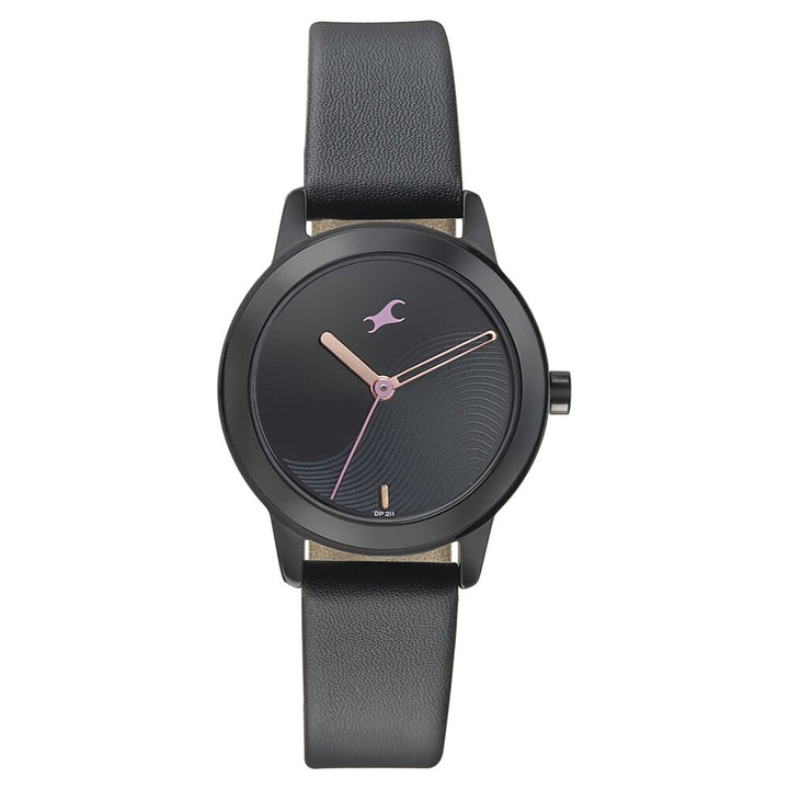 Fastrack Pulse Quartz Analog Black Dial Leather Strap Watch for Girls 68008NL01
