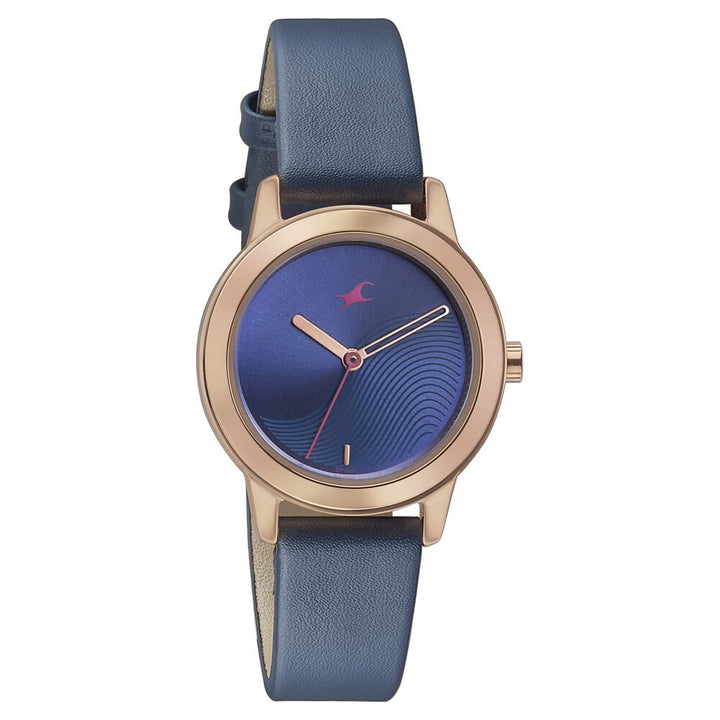 Fastrack Pulse Quartz Analog Blue Dial Leather Strap Watch for Girls 68008WL01