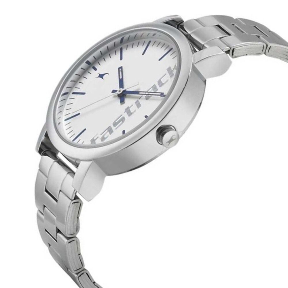 Fastrack Quartz Analog White Dial Stainless Steel Strap Watch for Girls NS68010SM01