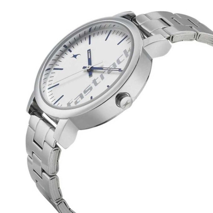 Fastrack Quartz Analog White Dial Stainless Steel Strap Watch for Girls NS68010SM01
