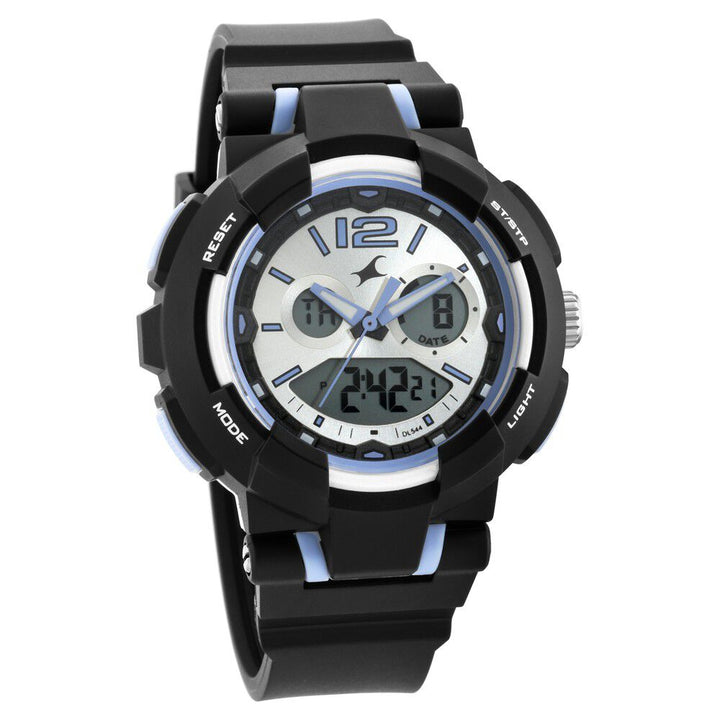 Fastrack Street Line Quartz Analog Digital Silver Dial PU Strap Watch for Girls NR68016PP01