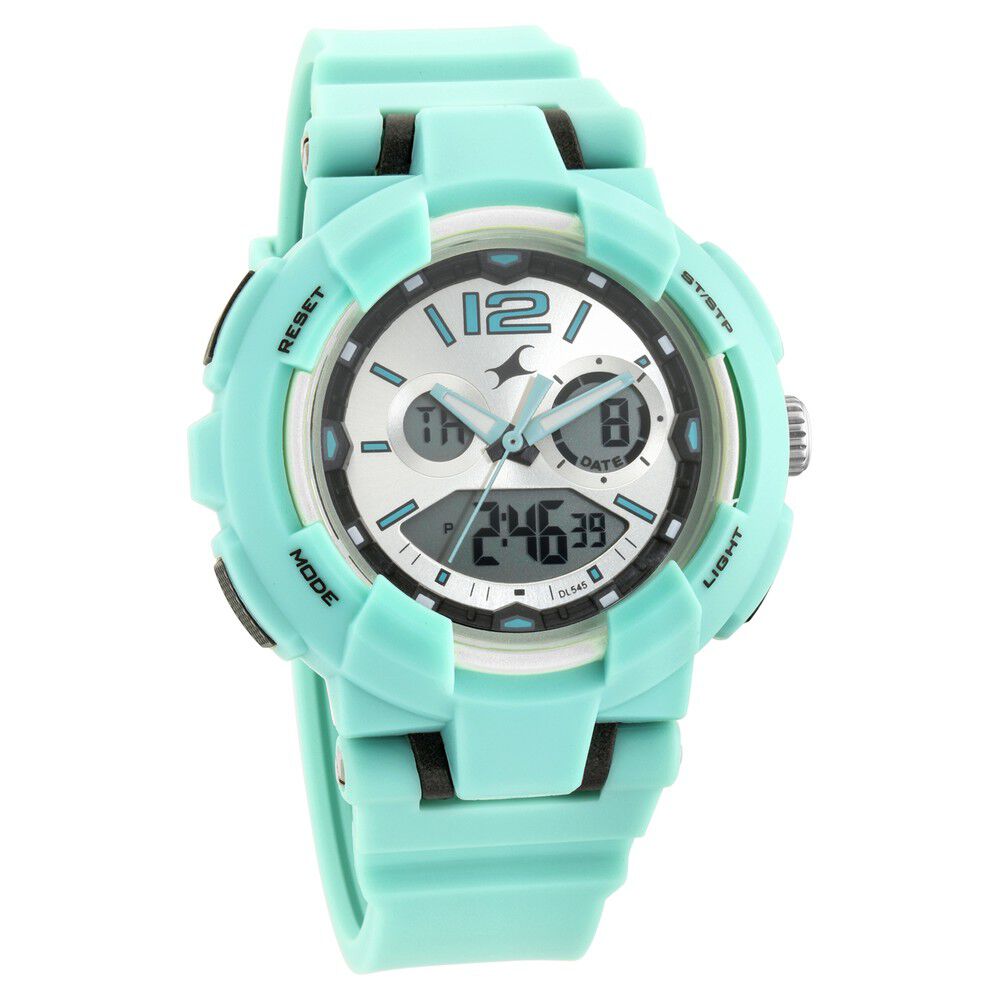 Fastrack Street Line Quartz Analog Digital Silver Dial PU Strap Watch for Girls NP68016PP02