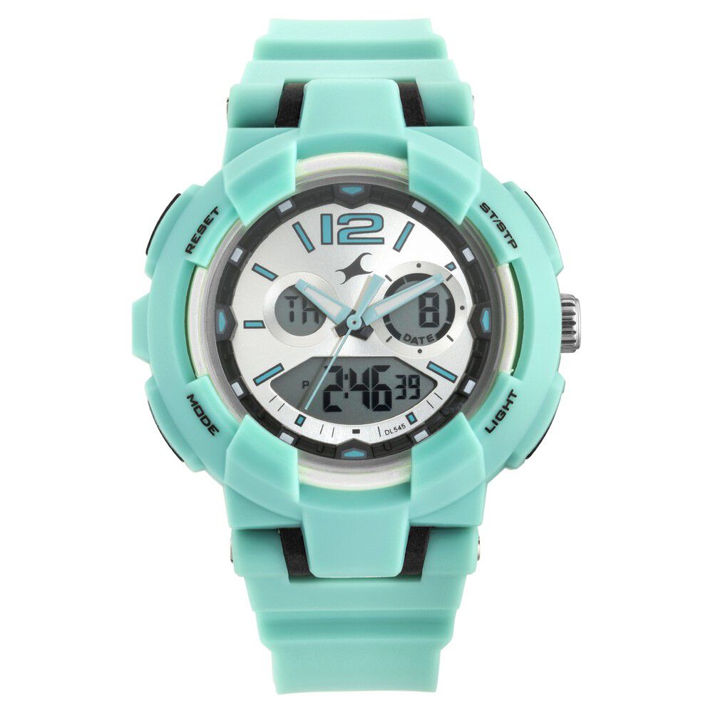Fastrack Street Line Quartz Analog Digital Silver Dial PU Strap Watch for Girls NP68016PP02