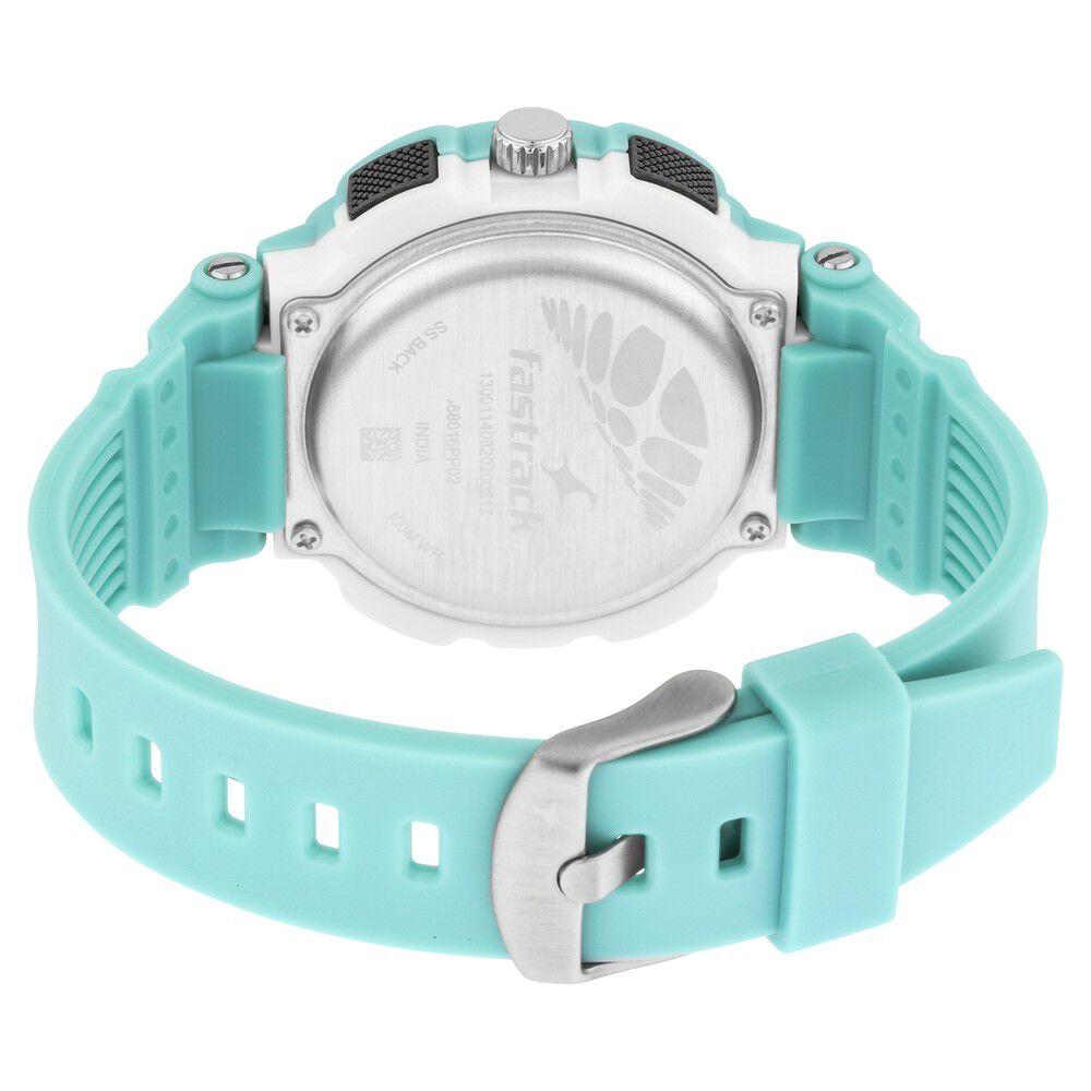 Fastrack Street Line Quartz Analog Digital Silver Dial PU Strap Watch for Girls NP68016PP02
