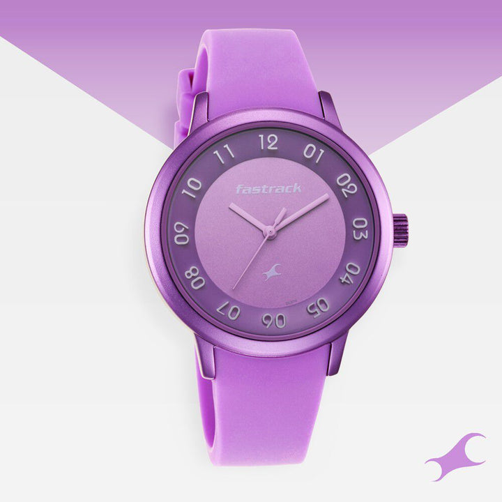 Pop Colours Purple Dial Silicone Strap Watch for Girls 68025AP01
