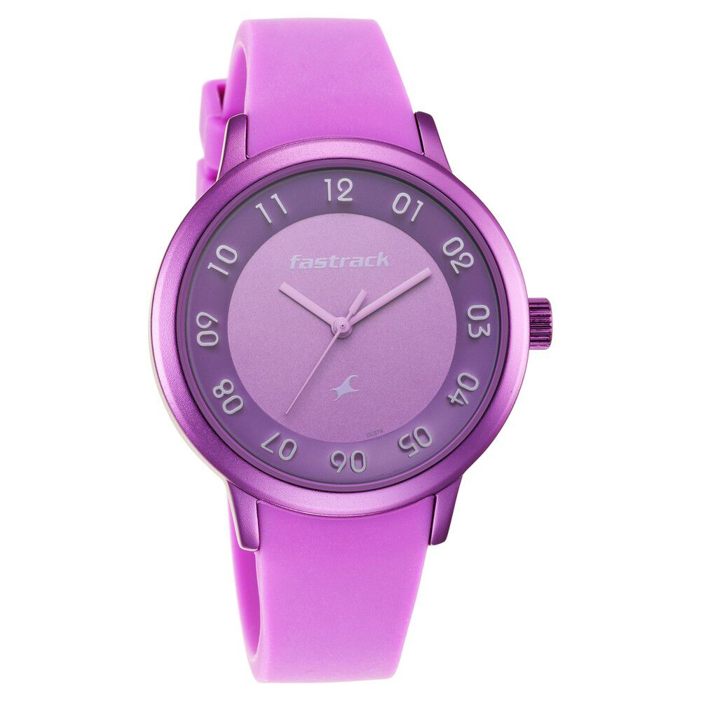 Pop Colours Purple Dial Silicone Strap Watch for Girls 68025AP01