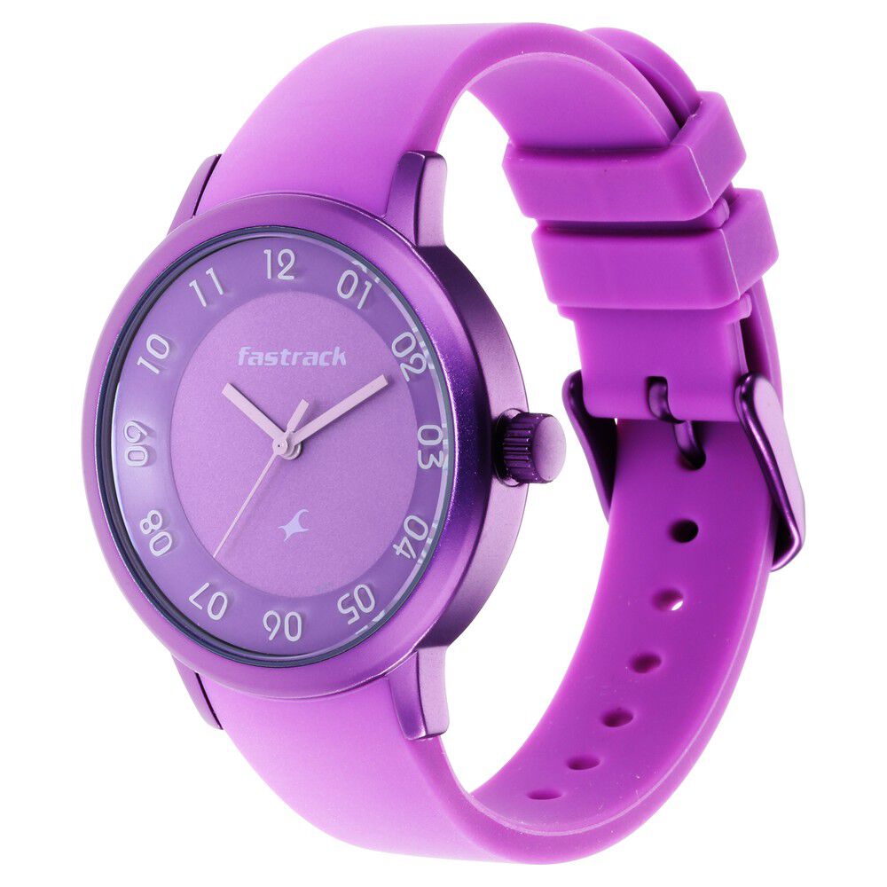 Pop Colours Purple Dial Silicone Strap Watch for Girls 68025AP01