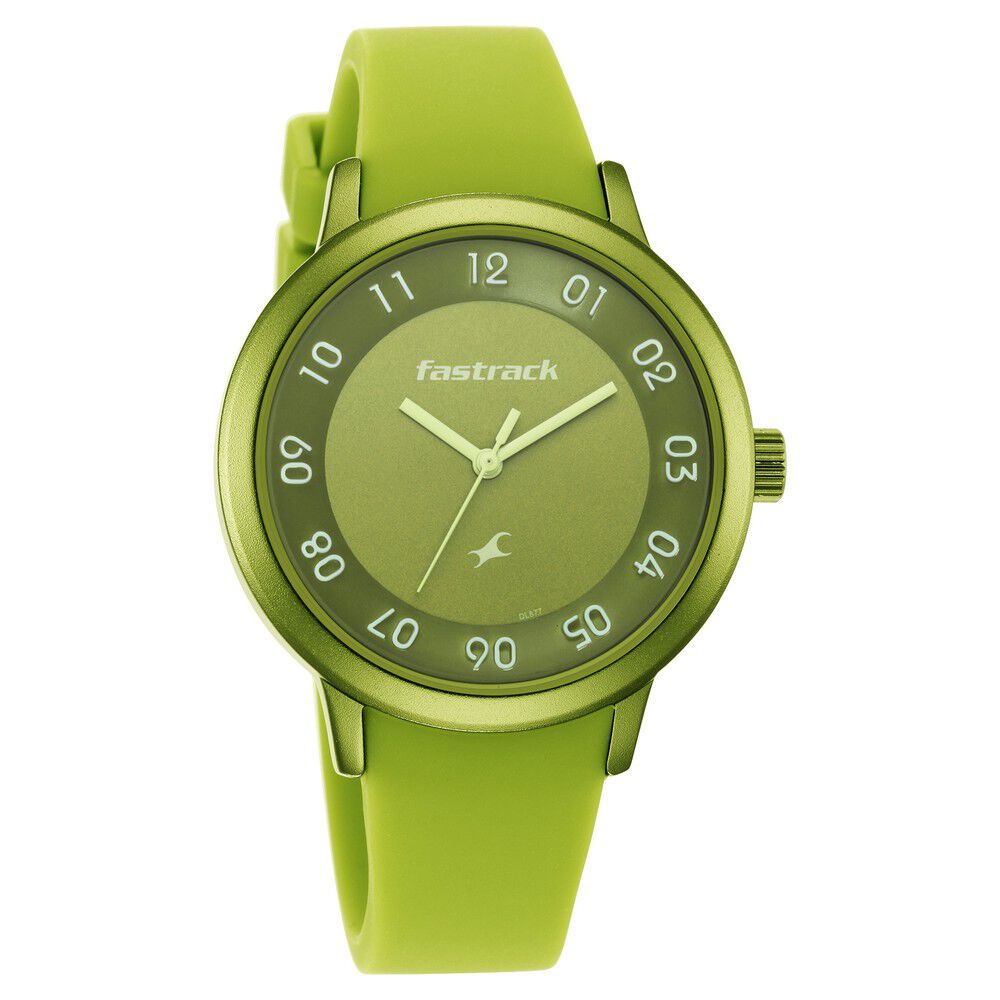 Pop Colours Green Dial Silicone Strap Watch for Girls 68025AP04