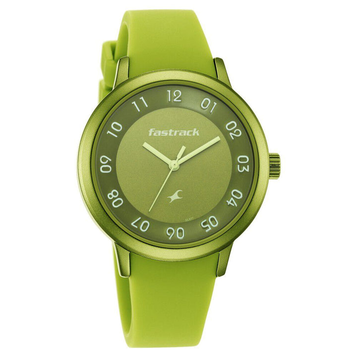 Pop Colours Green Dial Silicone Strap Watch for Girls 68025AP04