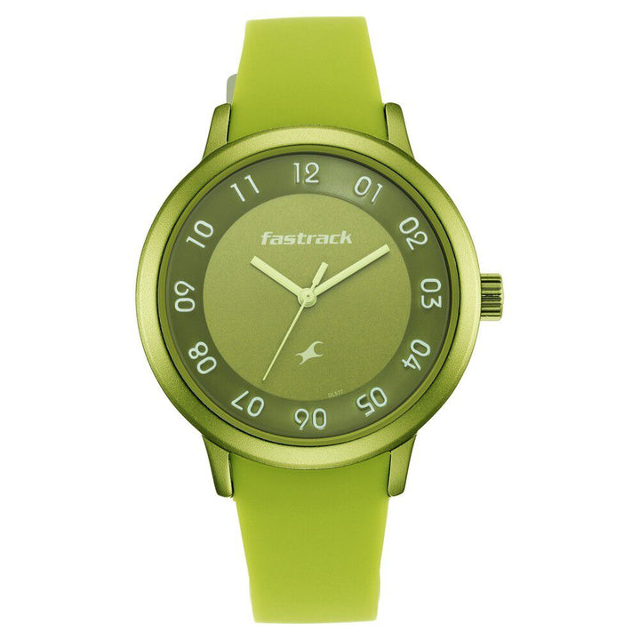 Pop Colours Green Dial Silicone Strap Watch for Girls 68025AP04