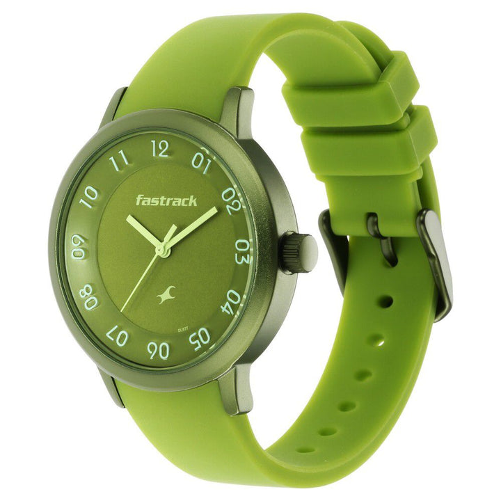 Pop Colours Green Dial Silicone Strap Watch for Girls 68025AP04