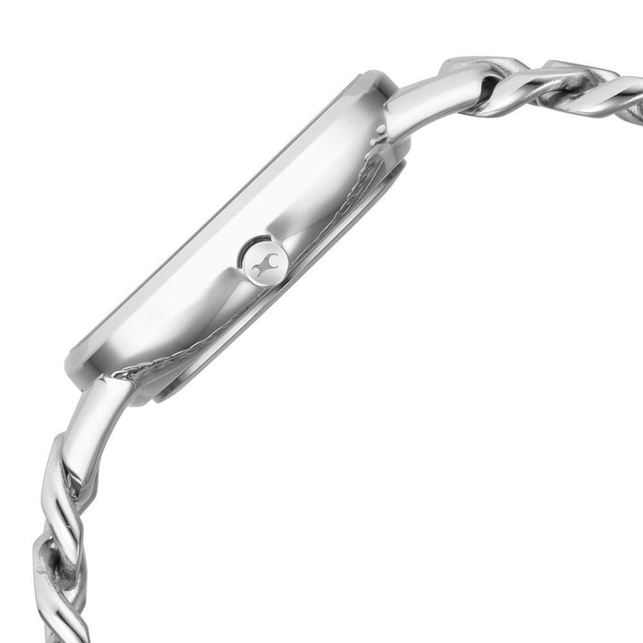 Fastrack Glitch Quartz Analog Silver Dial Metal Strap Watch for Girls NS68026SM01