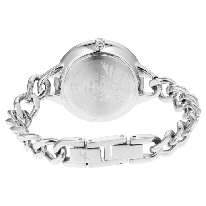 Fastrack Glitch Quartz Analog Silver Dial Metal Strap Watch for Girls NS68026SM01
