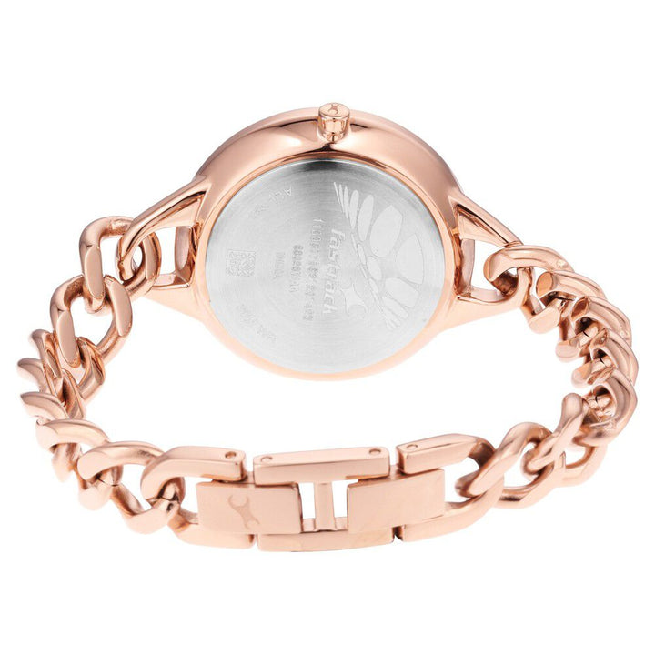 Fastrack Glitch Quartz Analog Rose Gold Dial Metal Strap Watch for Girls NS68026WM01