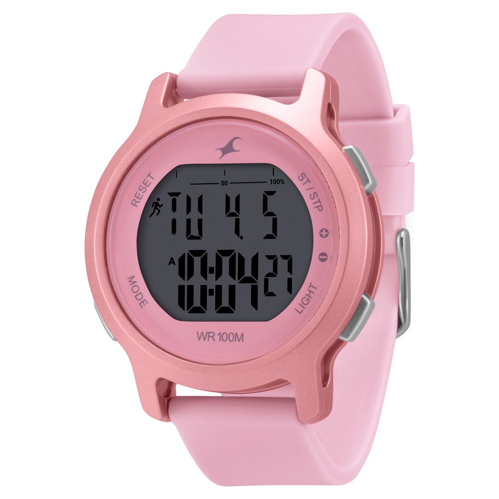 Fastrack Street Line Digital Dial Pink Silicone Strap Watch for Girls NR68027PP02