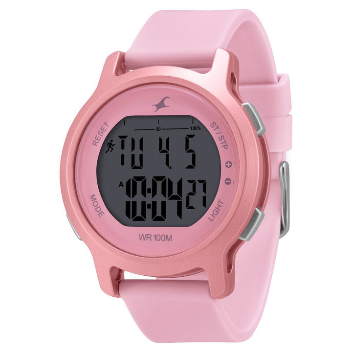 Fastrack Street Line Digital Dial Pink Silicone Strap Watch for Girls NR68027PP02