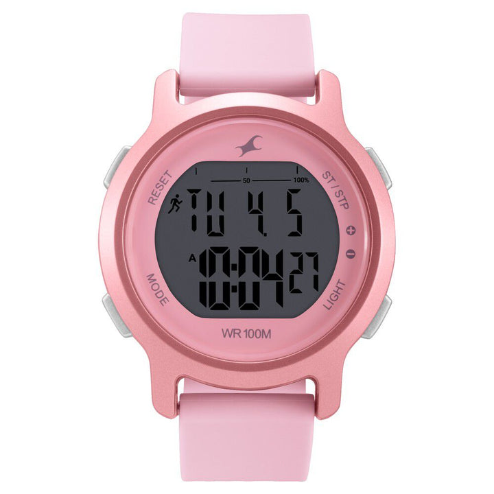 Fastrack Street Line Digital Dial Pink Silicone Strap Watch for Girls NR68027PP02