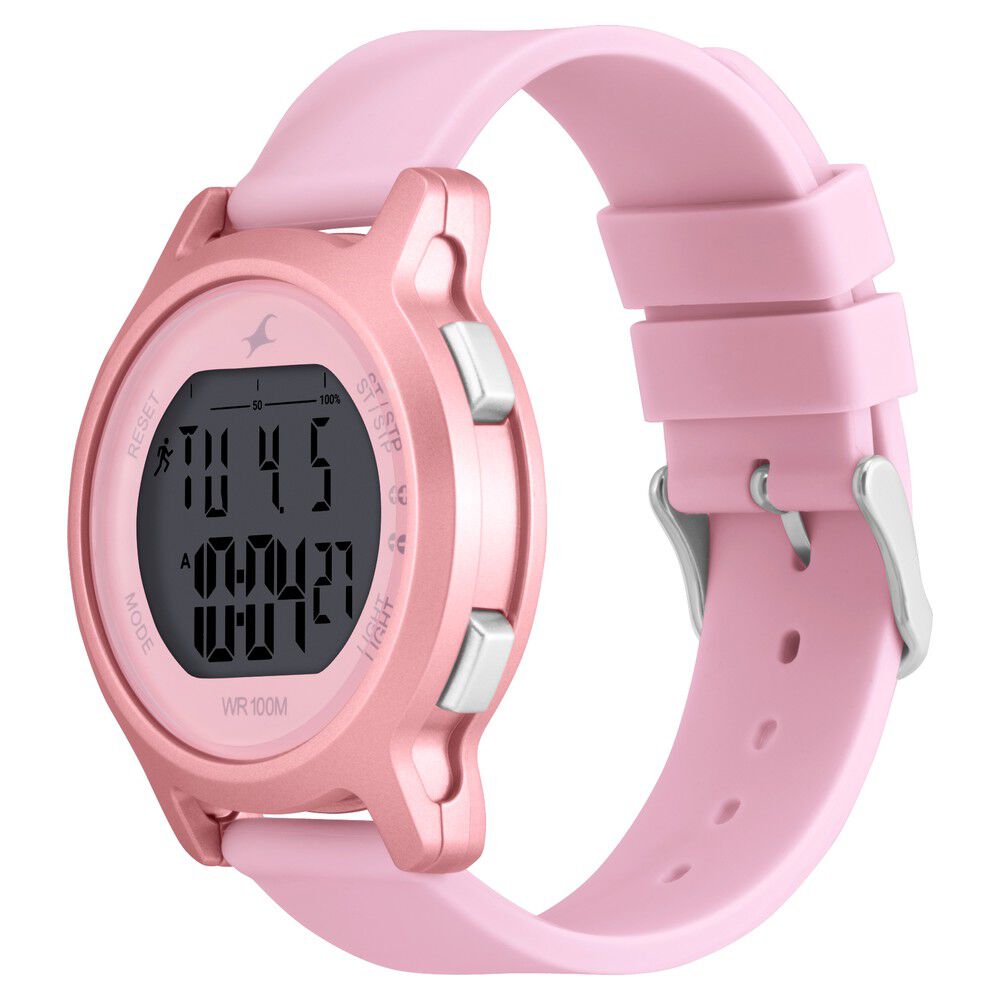 Fastrack Street Line Digital Dial Pink Silicone Strap Watch for Girls NR68027PP02