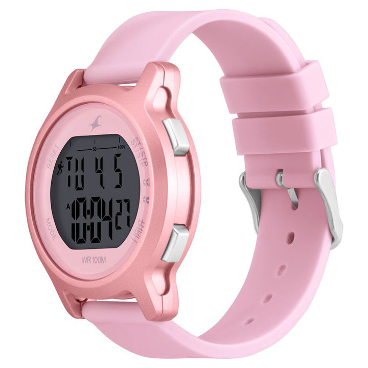 Fastrack Street Line Digital Dial Pink Silicone Strap Watch for Girls NR68027PP02