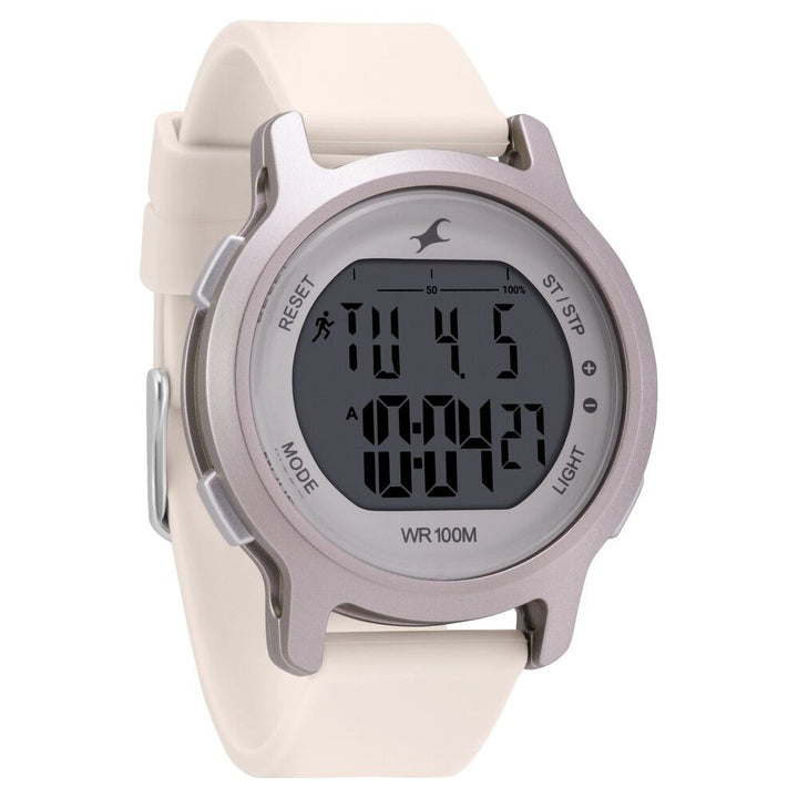 Fastrack Street Line Digital Dial Beige Silicone Strap Watch for Girls NR68027PP04