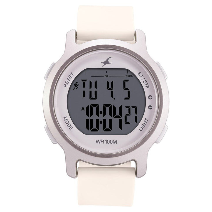 Fastrack Street Line Digital Dial Beige Silicone Strap Watch for Girls NR68027PP04