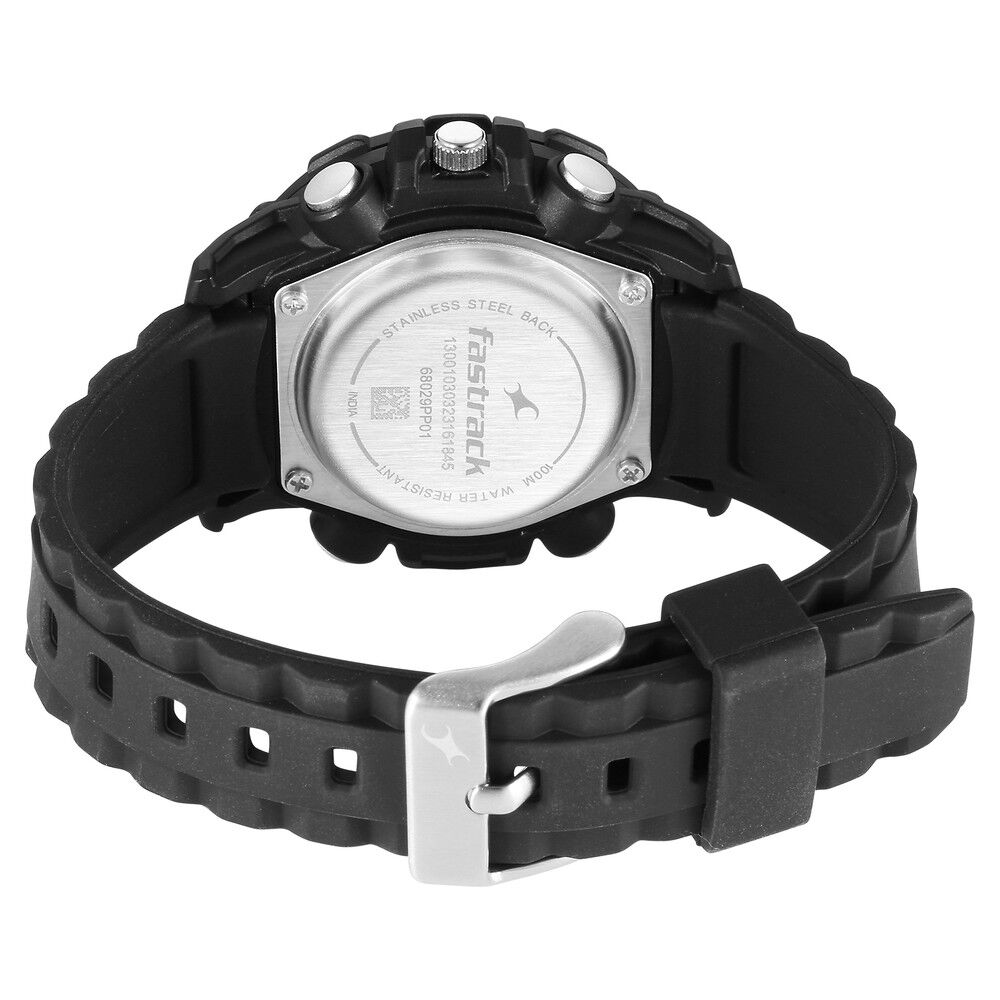 Fastrack Street line Quartz Analog Digital Black Dial Silicone Strap Watch for Girls 68029PP01