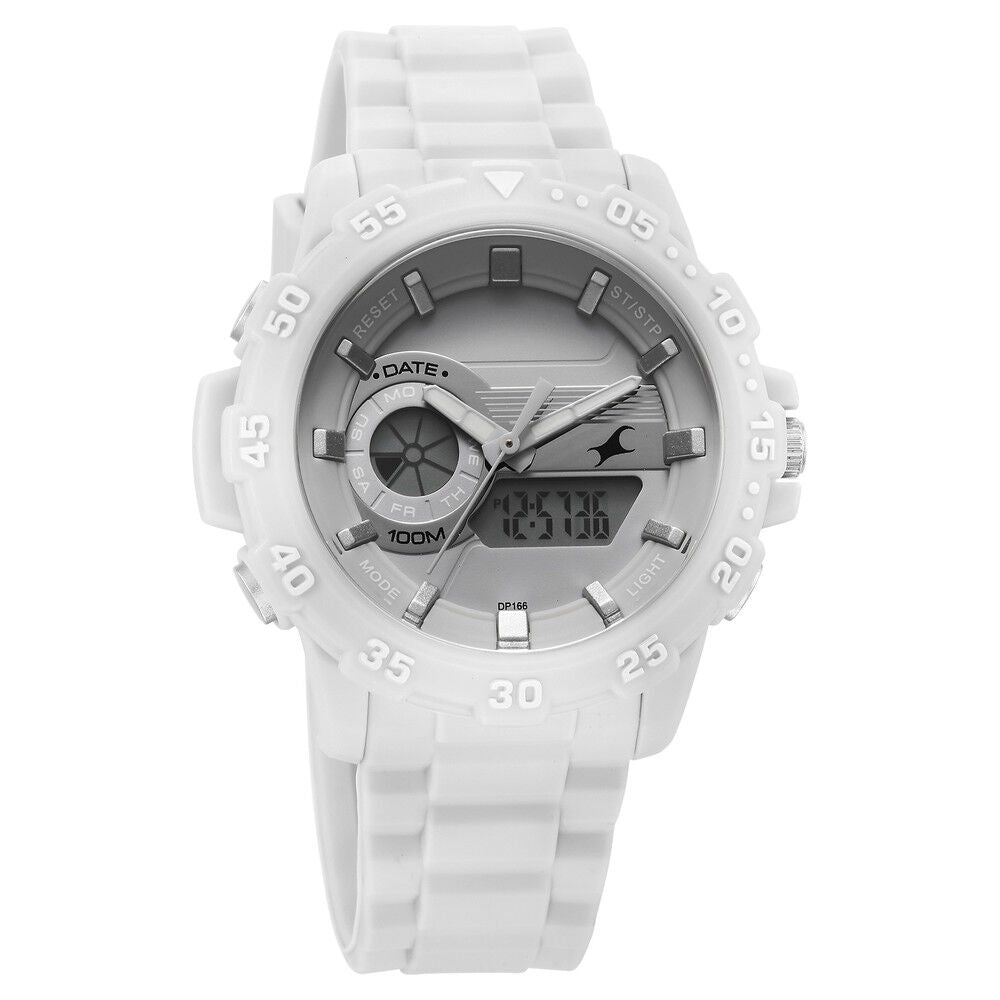 Fastrack Street line Quartz Analog Digital Grey Dial Silicone Strap Watch for Girls 68029PP02