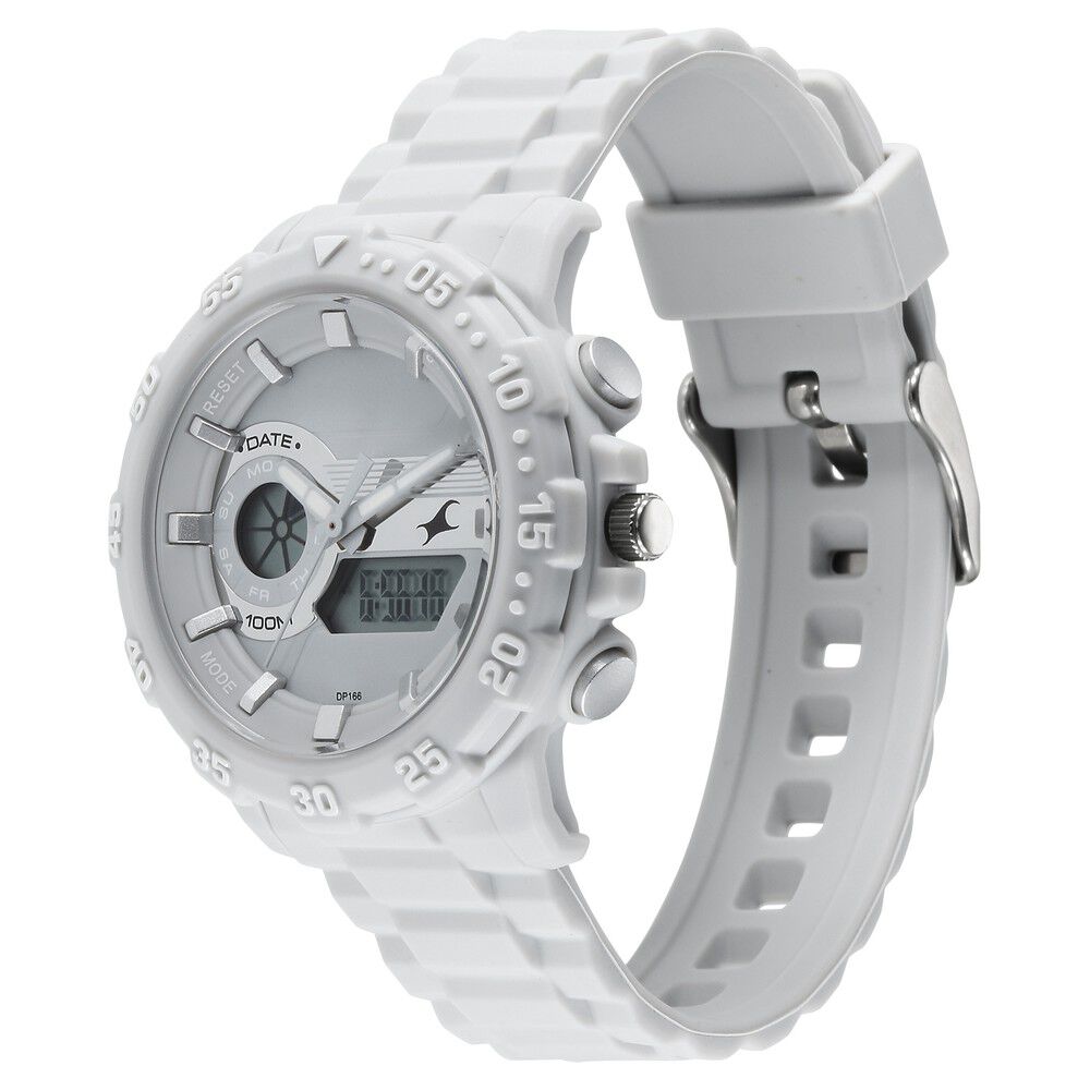 Fastrack Street line Quartz Analog Digital Grey Dial Silicone Strap Watch for Girls 68029PP02