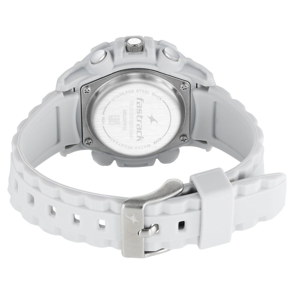 Fastrack Street line Quartz Analog Digital Grey Dial Silicone Strap Watch for Girls 68029PP02