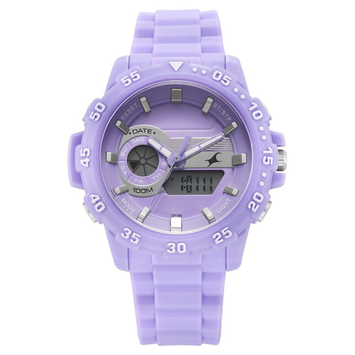 Fastrack Street line Quartz Analog Digital Purple Dial Silicone Strap Watch for Girls 68029PP04