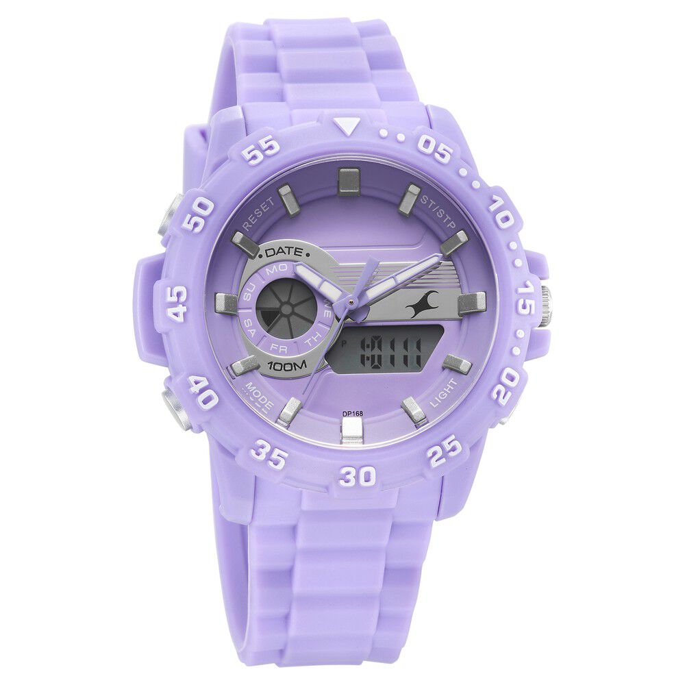 Fastrack Street line Quartz Analog Digital Purple Dial Silicone Strap Watch for Girls 68029PP04
