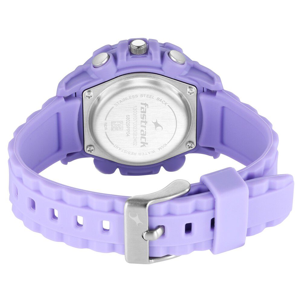 Fastrack Street line Quartz Analog Digital Purple Dial Silicone Strap Watch for Girls 68029PP04