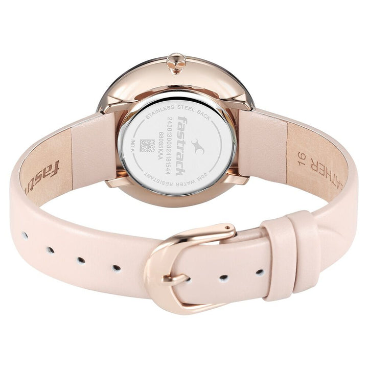 Fastrack Younique Quartz Analog Mother Of Pearl Dial LeatherStrap Watch For Girls 68035KL02