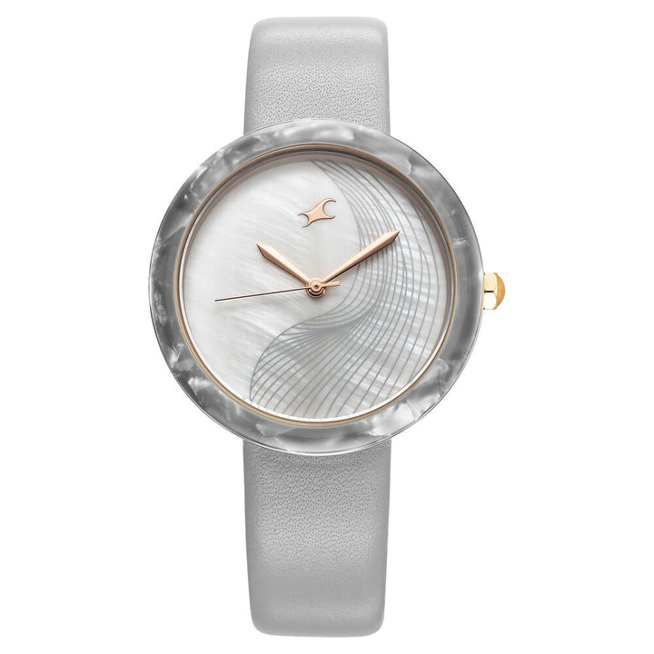 Fastrack Younique Quartz Analog Mother Of Pearl Dial LeatherStrap Watch For Girls 68035KL03