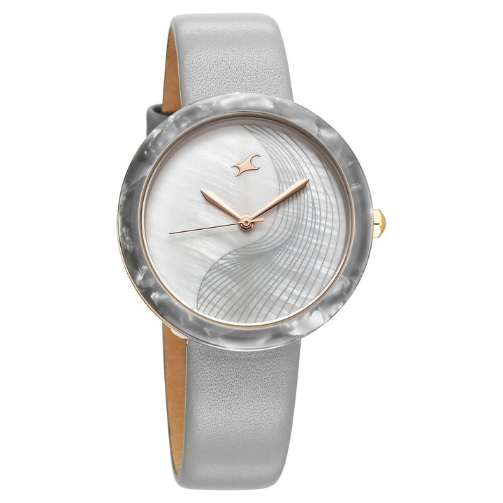 Fastrack Younique Quartz Analog Mother Of Pearl Dial LeatherStrap Watch For Girls 68035KL03