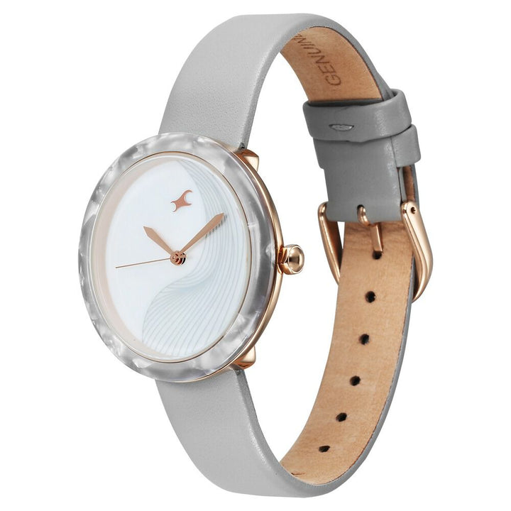 Fastrack Younique Quartz Analog Mother Of Pearl Dial LeatherStrap Watch For Girls 68035KL03