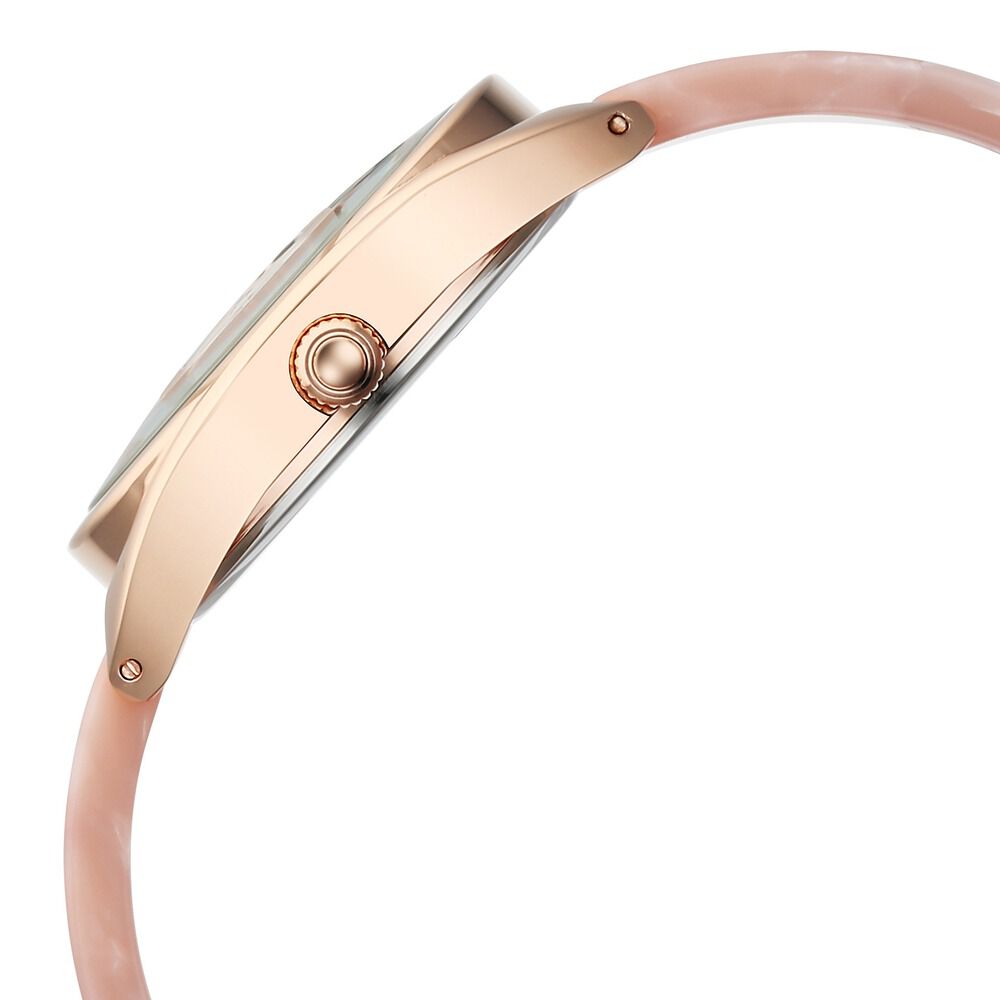 Fastrack Younique Quartz Analog Pink Color Mother Of Pearl Dial Acetate And Metal Strap Watch For Girls 68036KD01