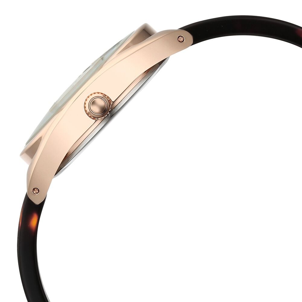 Fastrack Younique Quartz Analog Mother Of Pearl Dial Acetate And Metal Strap Watch For Girls 68036KD02