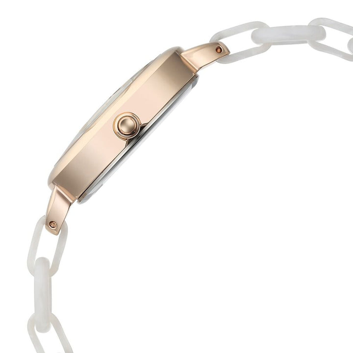 Fastrack Younique Quartz Analog Mother Of Pearl Dial Acetate And Metal Strap Watch For Girls 68037KD01