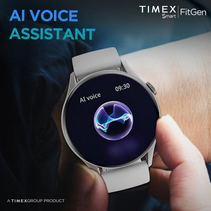 Timex FitGen 1.43" Round AMOLED Smartwatch With 466x466 Pixel Resolution|Single Sync Bluetooth Calling| Rotating Crown| Metallic Body|Always On Display|AI Voice Assist|100+ Sports Modes|200+ Watchfaces|Upto 7 Days Battery(Normal Usage) - TWTXW502T