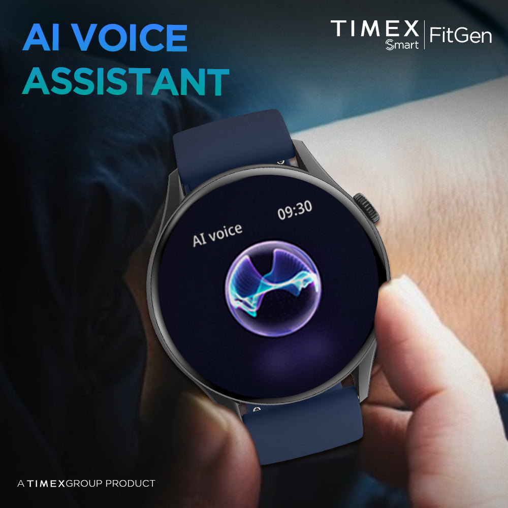 Timex FitGen 1.43" Round AMOLED Smartwatch With 466x466 Pixel Resolution|Single Sync Bluetooth Calling| Rotating Crown| Metallic Body|Always On Display|AI Voice Assist|100+ Sports Modes|200+ Watchfaces|Upto 7 Days Battery(Normal Usage) - TWTXW501T