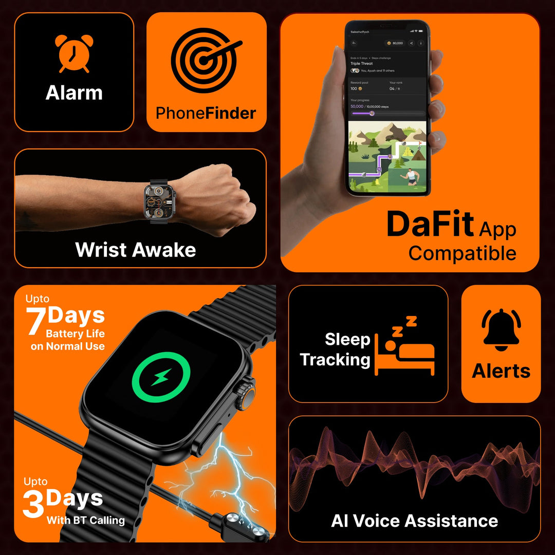 Timex iConnect Edge 1.83"(4.64 cm) Display with Functional Crown and BT Calling Smartwatch For Unisex - TWIXW700T