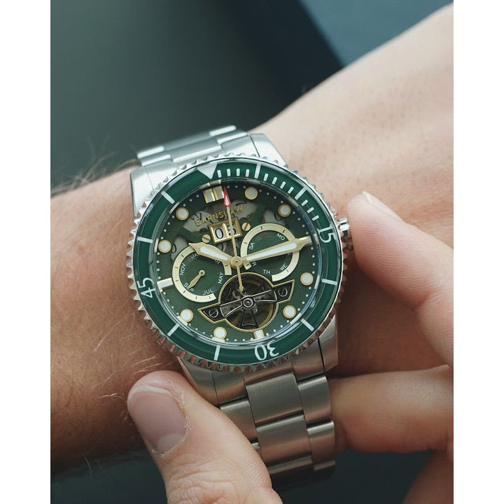 Earnshaw Duncan Grande Date Open Heart Automatic Forest Green