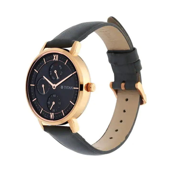 TITAN Workwear Watch With Black Dial Leather Strap 2652WL01