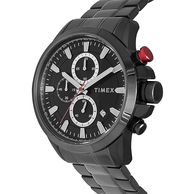 Timex E Class Men's Black Dial Round Case Chronograph Function Watch -TWEG19301