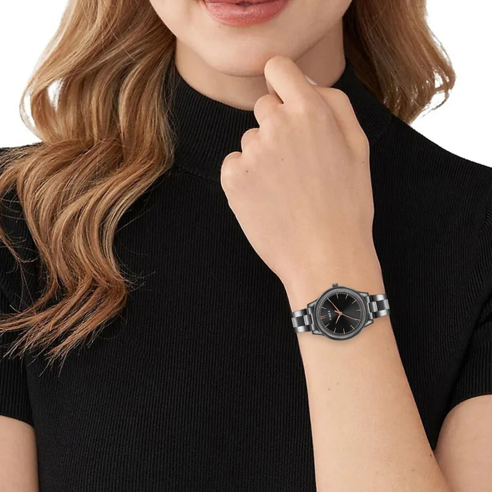 Timex Unisex Black Round Analog Pair Watch- TW00ZP007