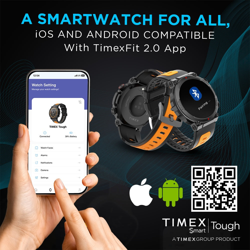 Timex Tough 1.43” Round AMOLED Rugged Smartwatch With 466x466 Pixel Resolution| Functional Crown|Bluetooth Calling| Metallic Body|Always On Display|AI Voice Assist|100+ Sports Modes|100+ Watchfaces|Upto 7 Days Battery(Normal Usage) - TWTXW601T