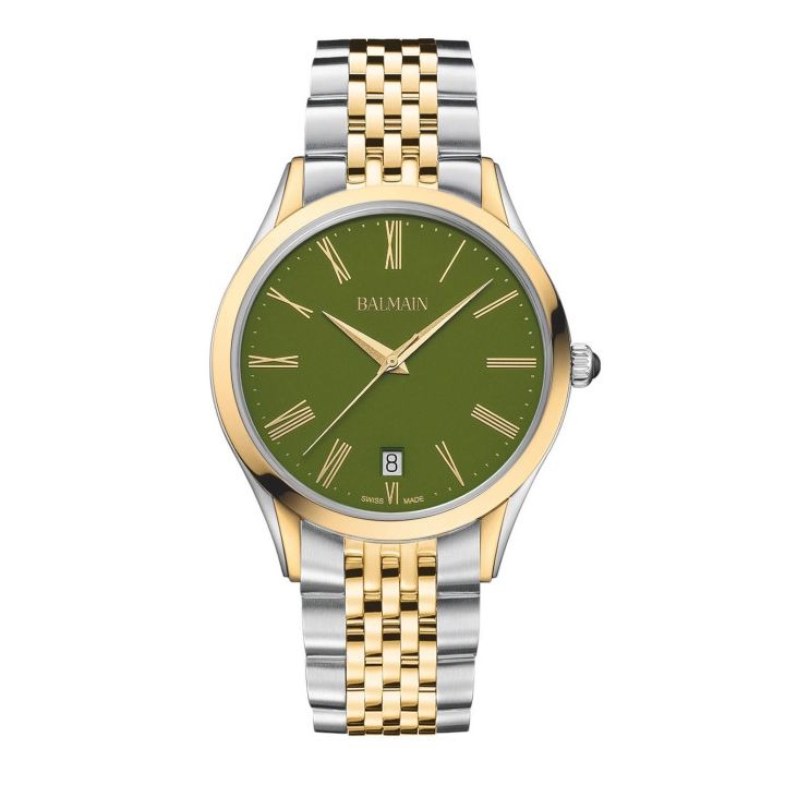 Balmain Men's Luxury Stainless Steel Bracelet Analogue Watch Green Dial Elegant Timepiece