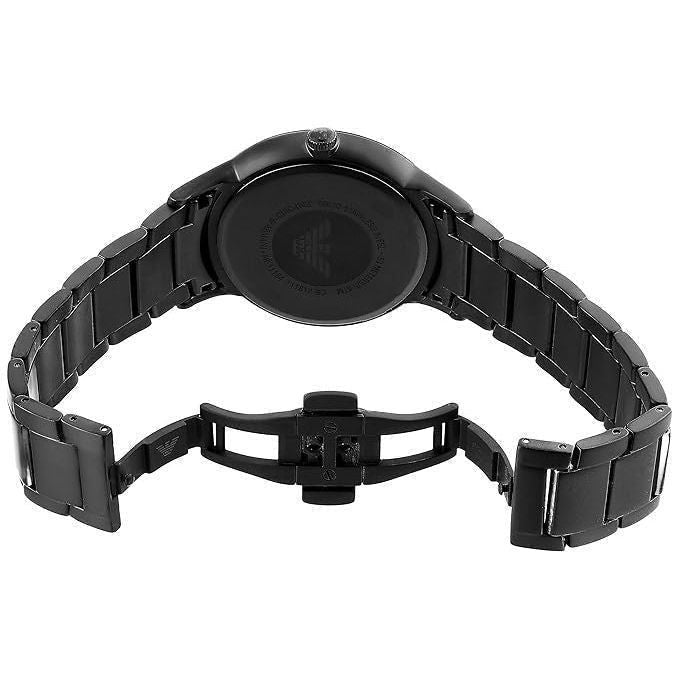 EMPORIO ARMANI Mens 43 mm Renato Black Dial Stainless Steel Analog Watch - AR11184